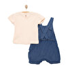 Yenidoğan Tıny Flowers Kot Şort Salopet - Tshirt Takım Kız Bebek