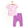 Kız Bebek Yenidoğan Tişört Patiksiz Alt Çıtçıtlı Bisiklet Yaka Kısa Kol Lila