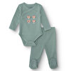 Erkek Bebek Yenidoğan Zıbın Body-Patikli Alt İnterlok Zarf Yaka Uzun Kol Patikli Paça