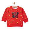 Erkek Bebek Sweatshirt Şardonlu  Wild One Baskılı Çıtçıtlı Bisiklet Yaka Uzun Kol