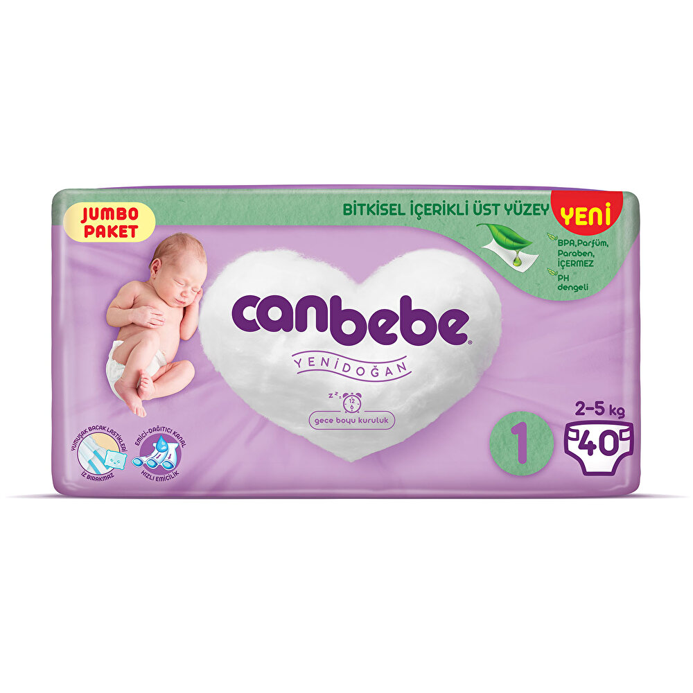 1 Beden Jumbo Paket Yenidoğan Bebek Bezi 2-5 kg 40 adet