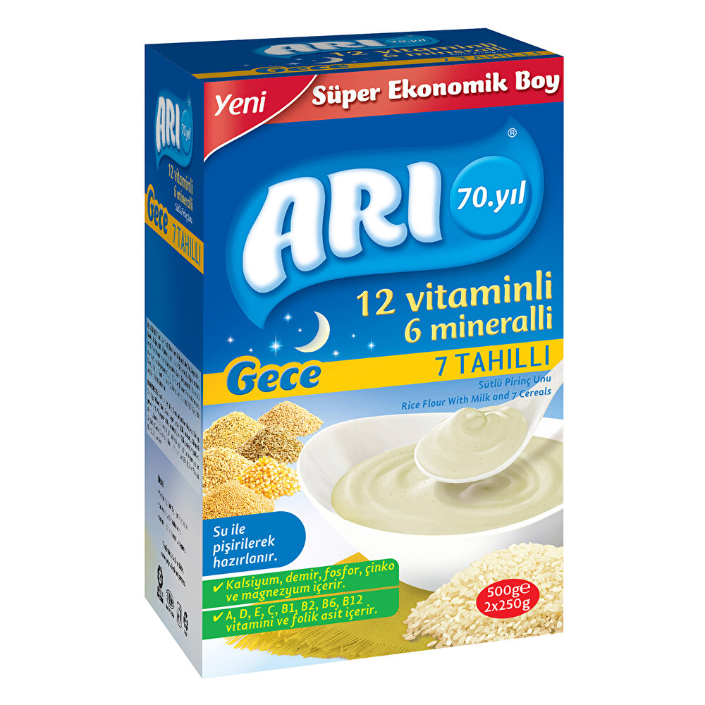 Gece 12 Vitaminli 6 Mineralli 7 Tahıllı Sütlü Pirinç Unu 500 gr