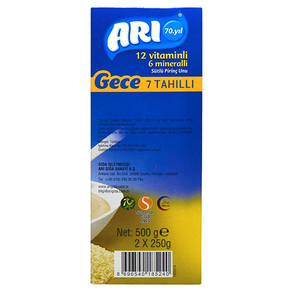 Gece 12 Vitaminli 6 Mineralli 7 Tahıllı Sütlü Pirinç Unu 500 gr