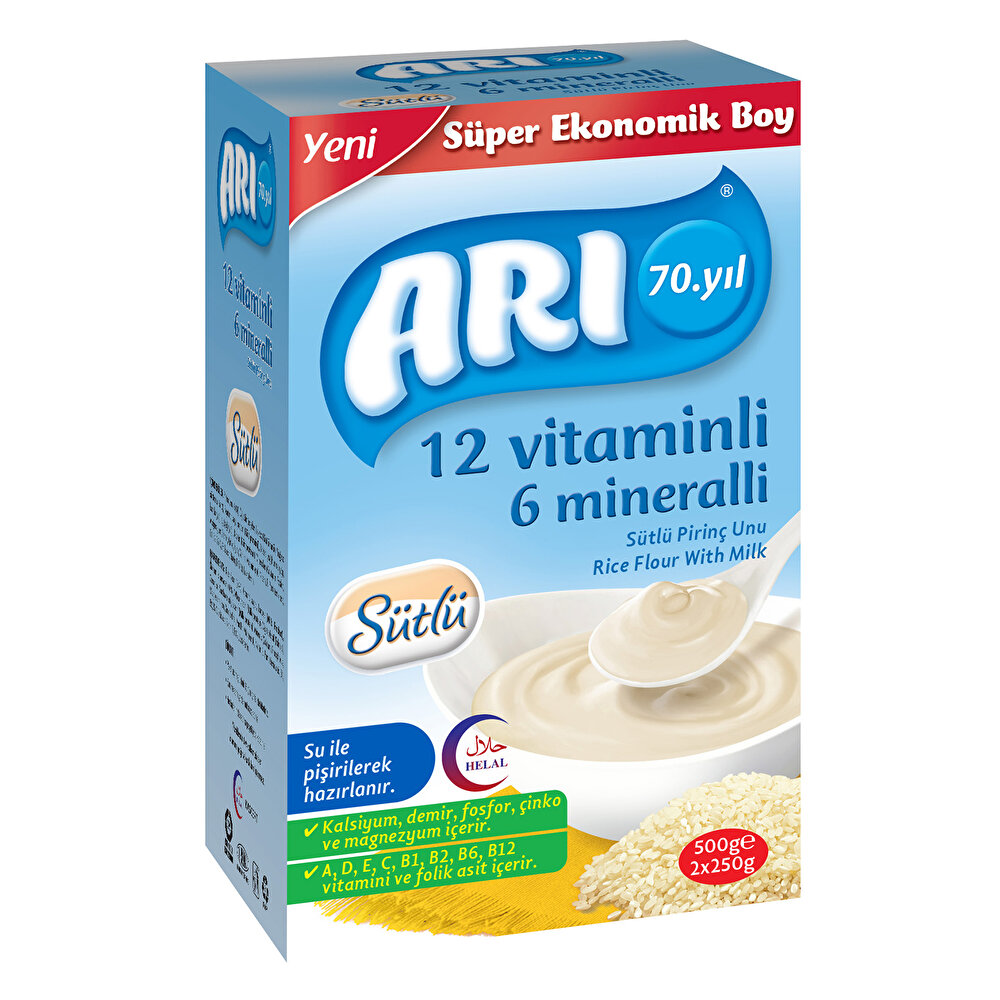 12 Vitaminli 6 Mineralli 2'li Sütlü Pirinç Unu 500 gr