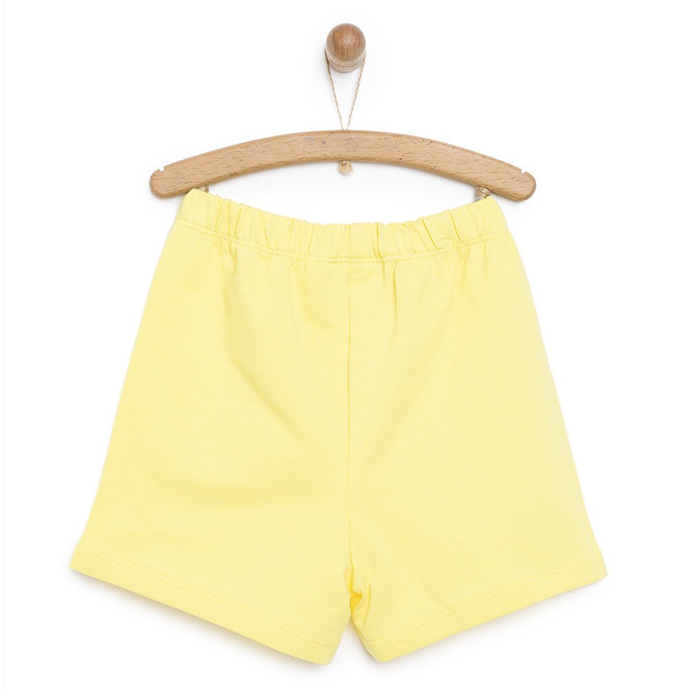 Kız Bebek Şort İki İplik Kumaş Minnie Mouse Sarı