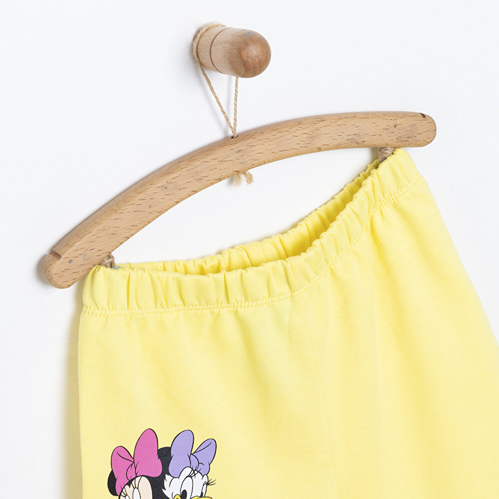 Kız Bebek Şort İki İplik Kumaş Minnie Mouse Sarı