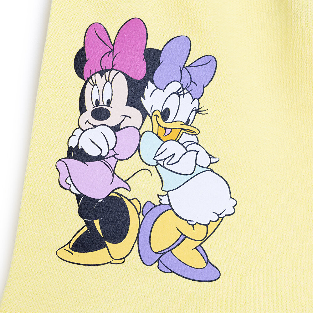Kız Bebek Şort İki İplik Kumaş Minnie Mouse Sarı