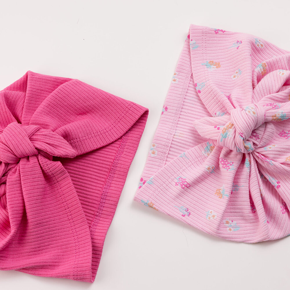 2li Çıtır Çiçek Desenli Kız Bone Kız Bebek