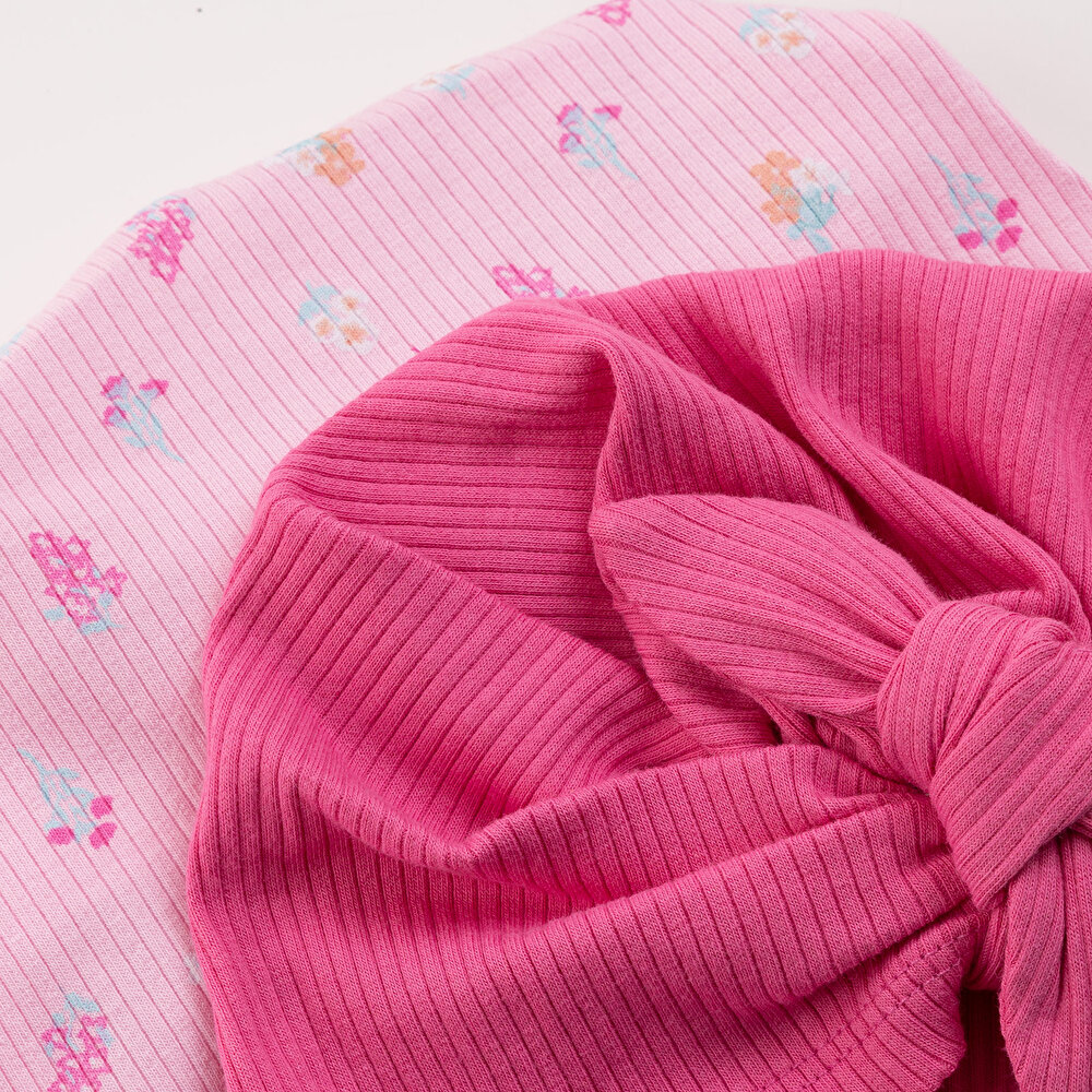 2li Çıtır Çiçek Desenli Kız Bone Kız Bebek