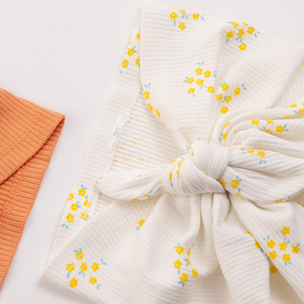 2li Çıtır Çiçek Desenli Kız Bone Kız Bebek