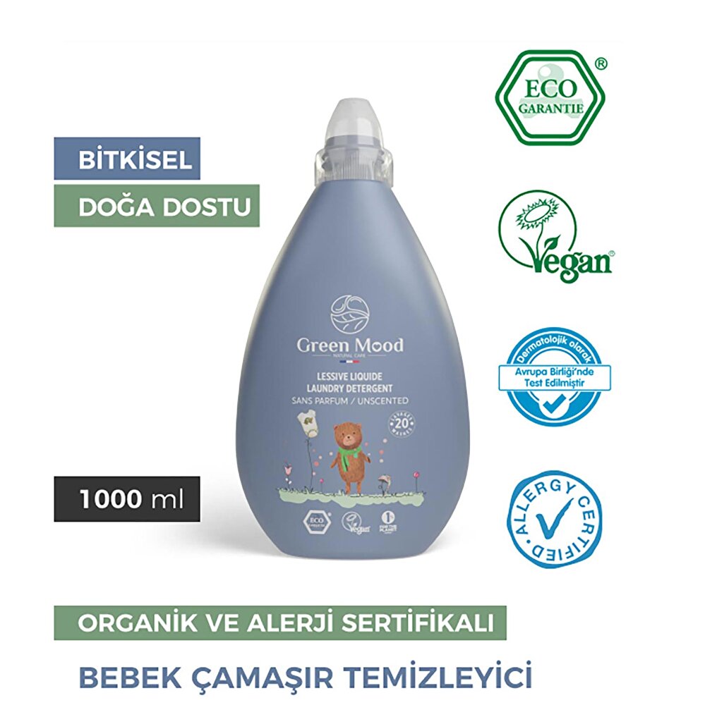 2'li Parfümsüz Bebek Çamaşır Temizlik Seti (Deterjan 1000 ml+Yumuşatıcı 1000 ml) 2000ml