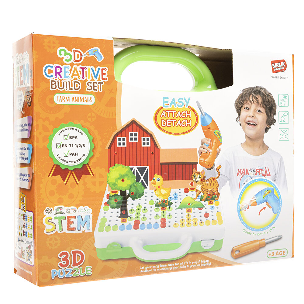 3D Stem Eğitici Matkap Seti-Çiftlik Hayvanları