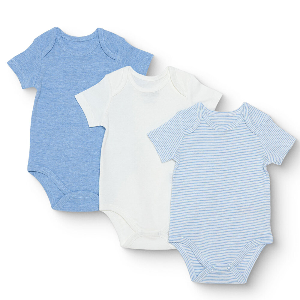 Erkek Bebek 3lü Atlet Body Ribana Bisiklet Yaka Kısa Kol