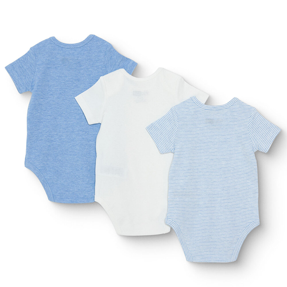 Erkek Bebek 3lü Atlet Body Ribana Bisiklet Yaka Kısa Kol