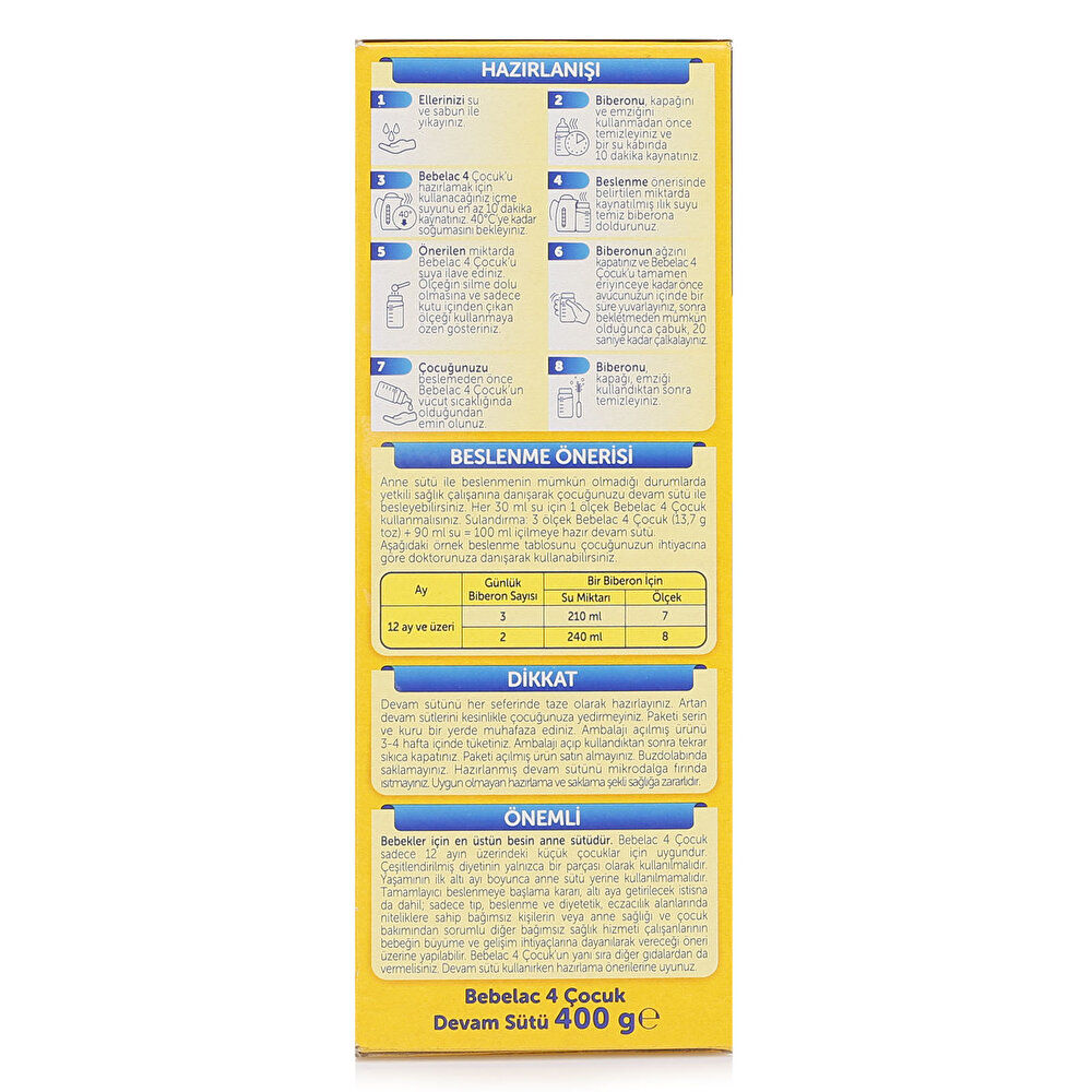 4 Çocuk Devam Sütü 400 gr 1+ Yaş