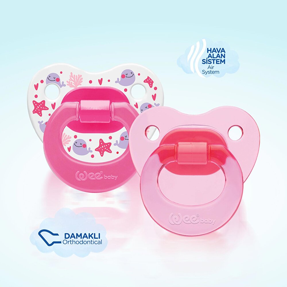 437 Wee Baby  2'li Damaklı Emzik No:1 Pembe