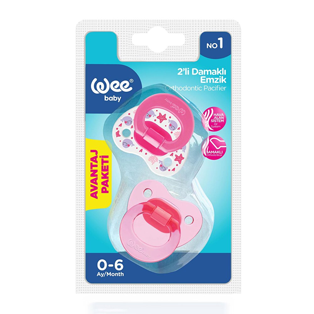 437 Wee Baby  2'li Damaklı Emzik No:1 Pembe