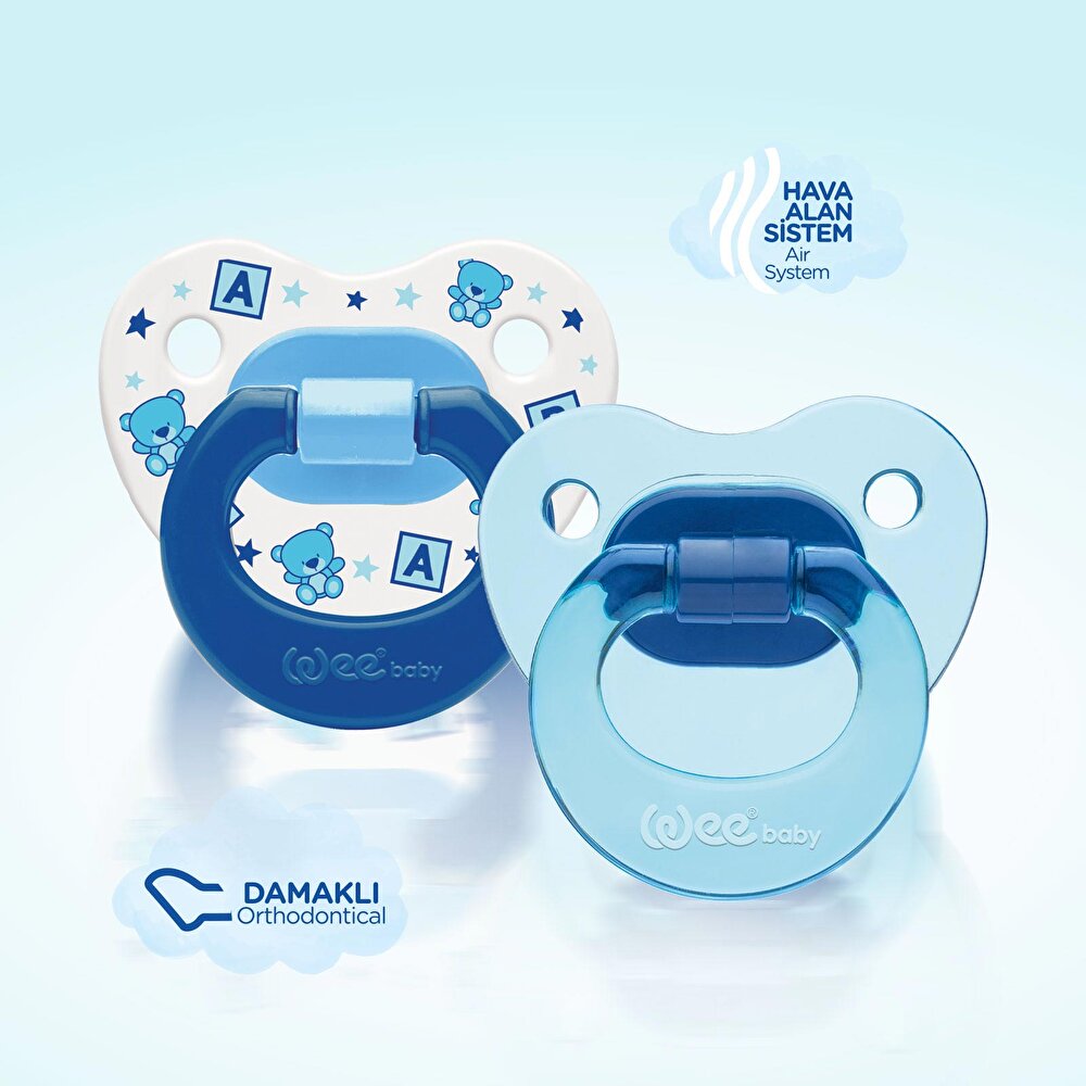 439 Wee Baby 2'li Damaklı Emzik No:3 Mavi