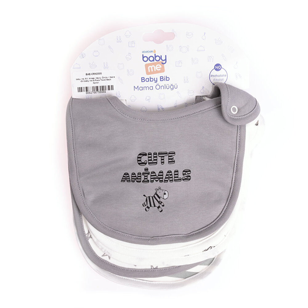 5'li Arkası Havlu Önlük / Zebra-Gri
