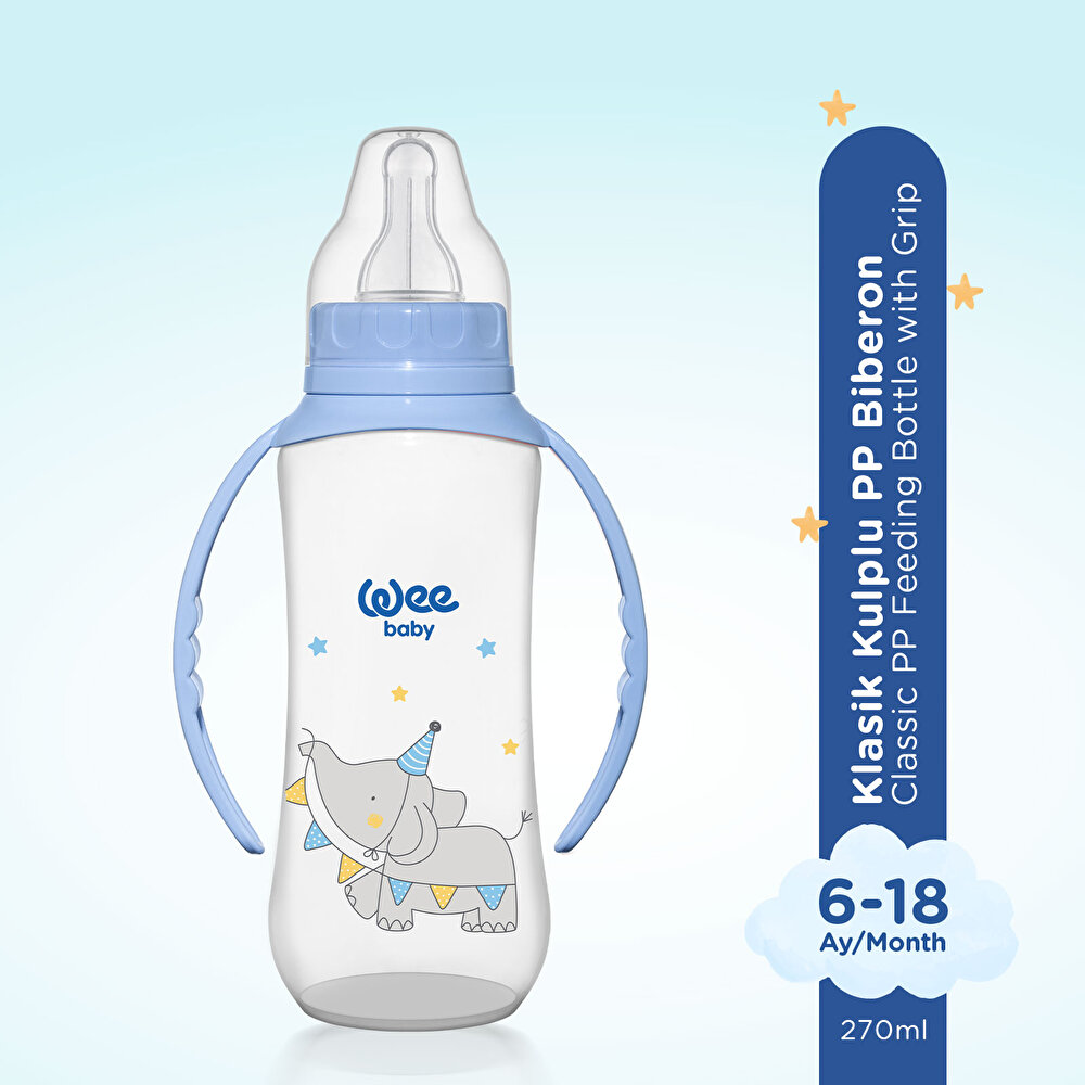 745 Wee Baby  Kulplu PP Biberon 270ml Mavi