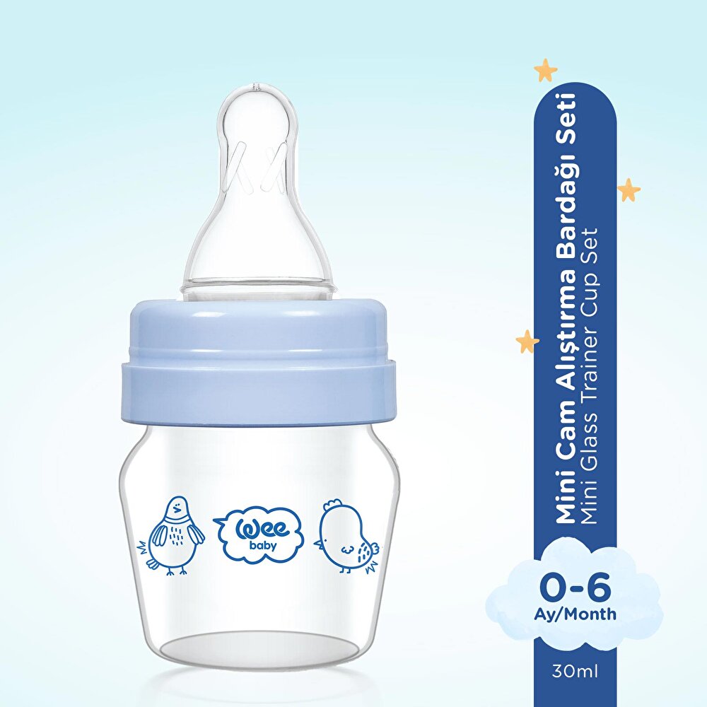 792 Wee Baby Mini Cam Alıştırma Bardağı Seti Mavi 30ml