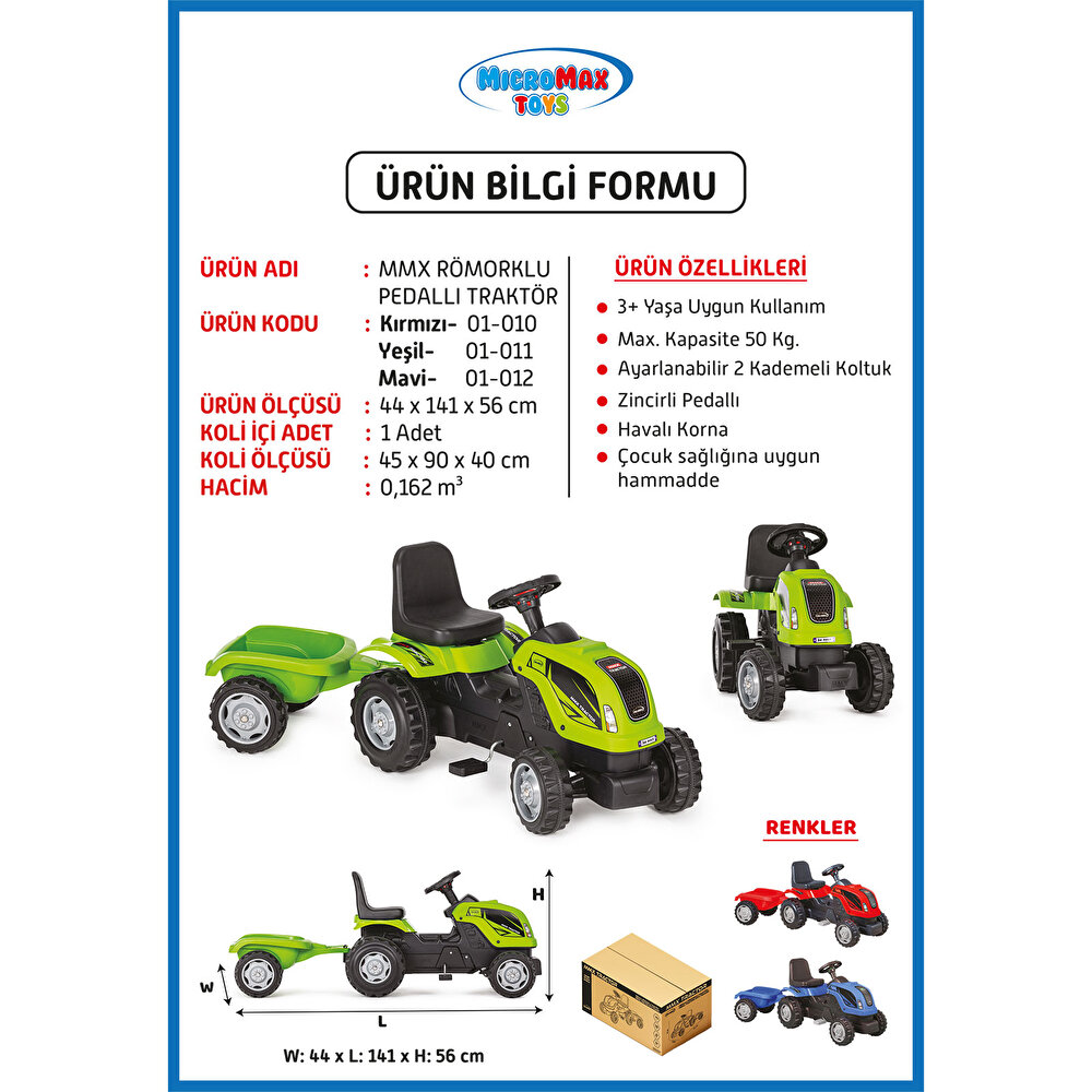 Pedallı Römorklu Traktör