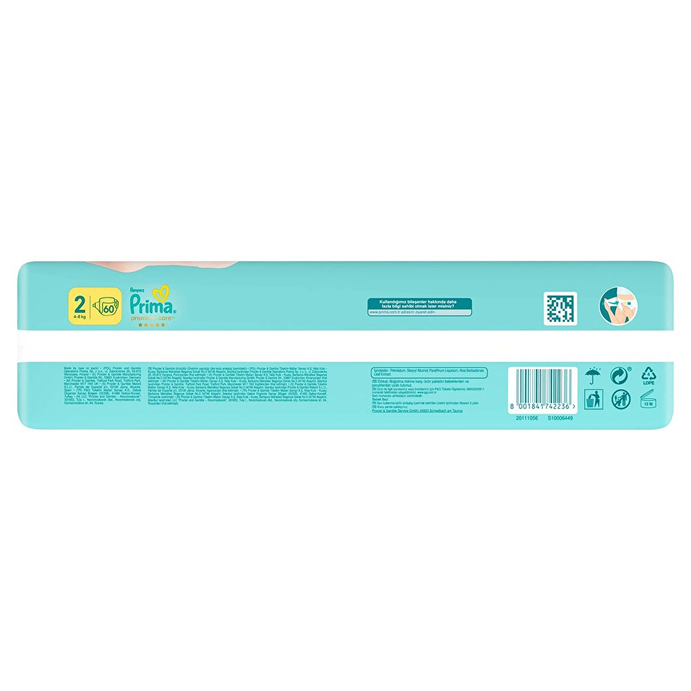 Bebek Bezi Premium Care 2 Beden Mini Ekonomik Paket 4-8 kg 60 Adet