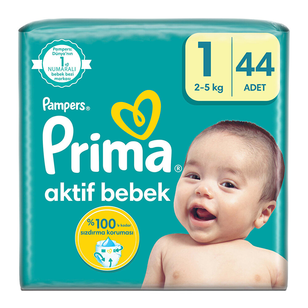 Bebek Bezi Aktif Bebek 1 Beden Yenidoğan Standart Paket 2-5 kg 44 Adet