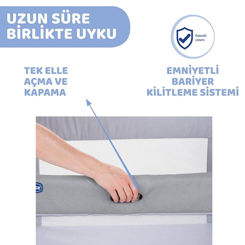 Next2Me Forever Anne Yanı Asansörlü ve Yüksekliği Ayarlanabilir Beşik Moon Grey