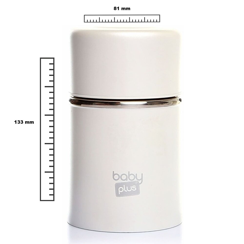 baby plus  Paslanmaz Çelik Beyaz Bebek Mama Saklama Termosu 260 ml