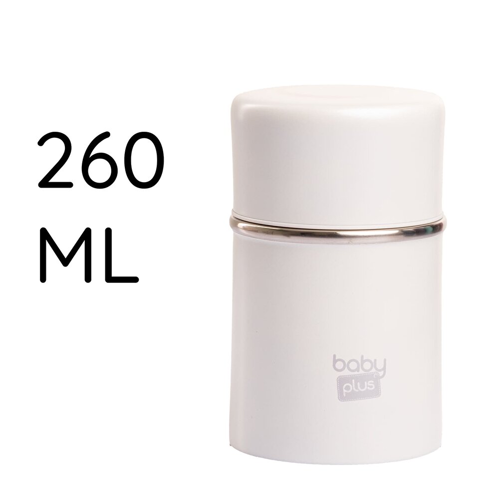 baby plus  Paslanmaz Çelik Beyaz Bebek Mama Saklama Termosu 260 ml