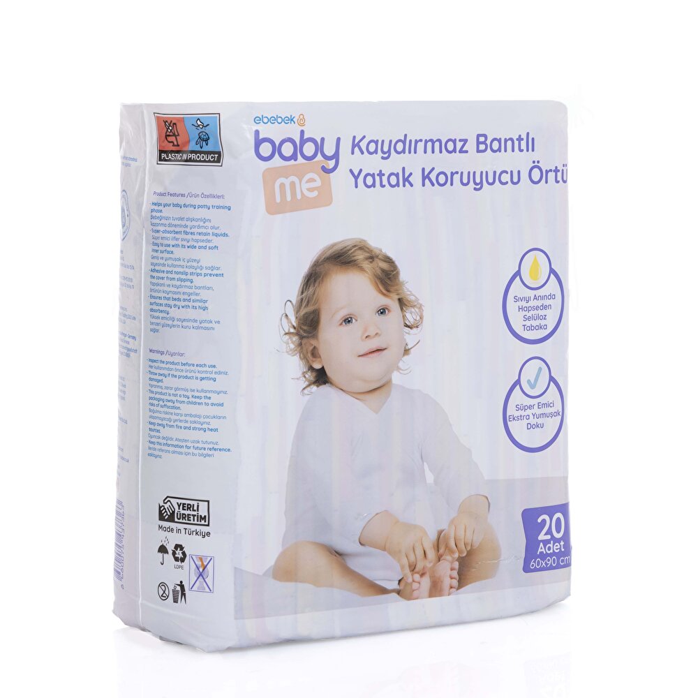 Kaydırmaz Bantlı Yatak Koruyucu Örtü 60x90 cm 20 Adet