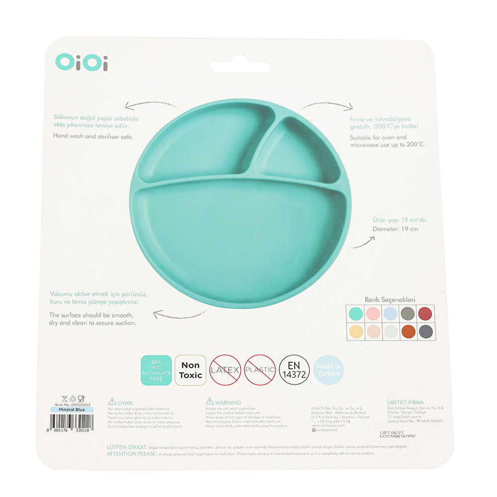 Porsiyon Vakumlu Mama Tabağı Mineral Blue