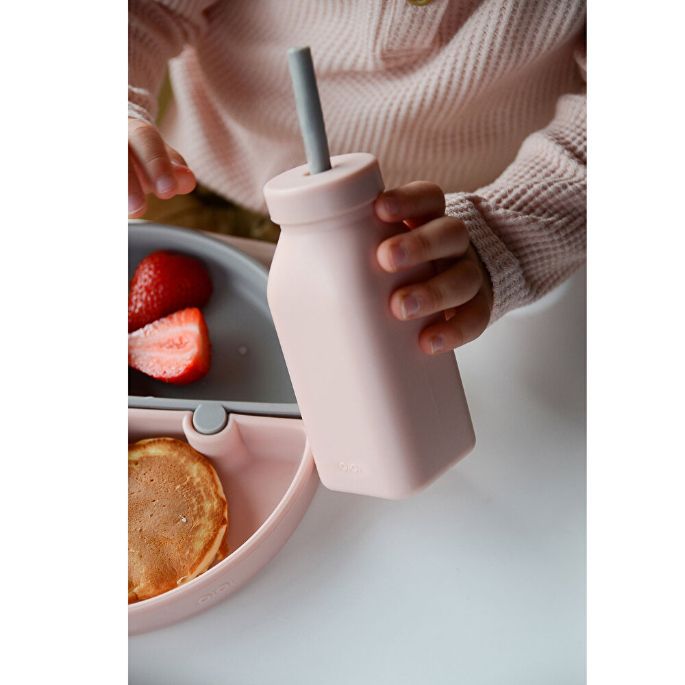 Şişe + Pipet Pinky Pink Powder Grey