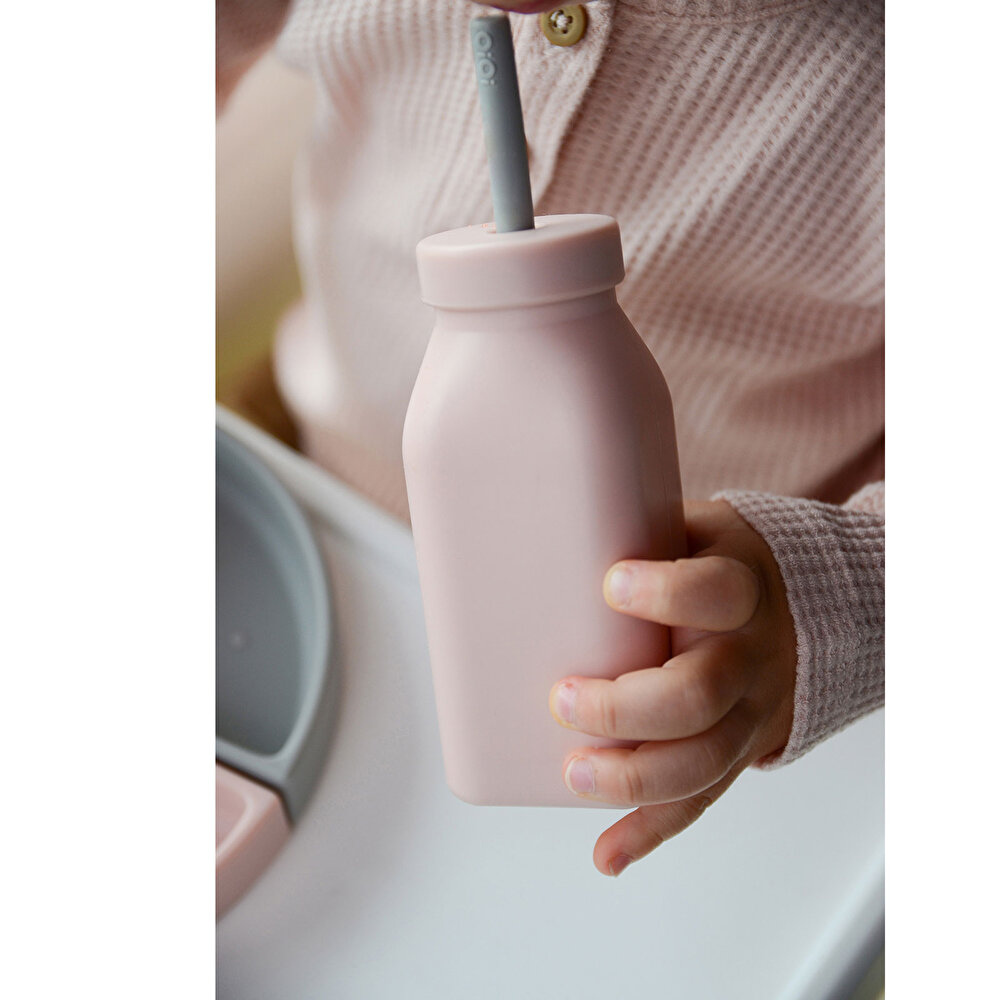 Şişe + Pipet Pinky Pink Powder Grey