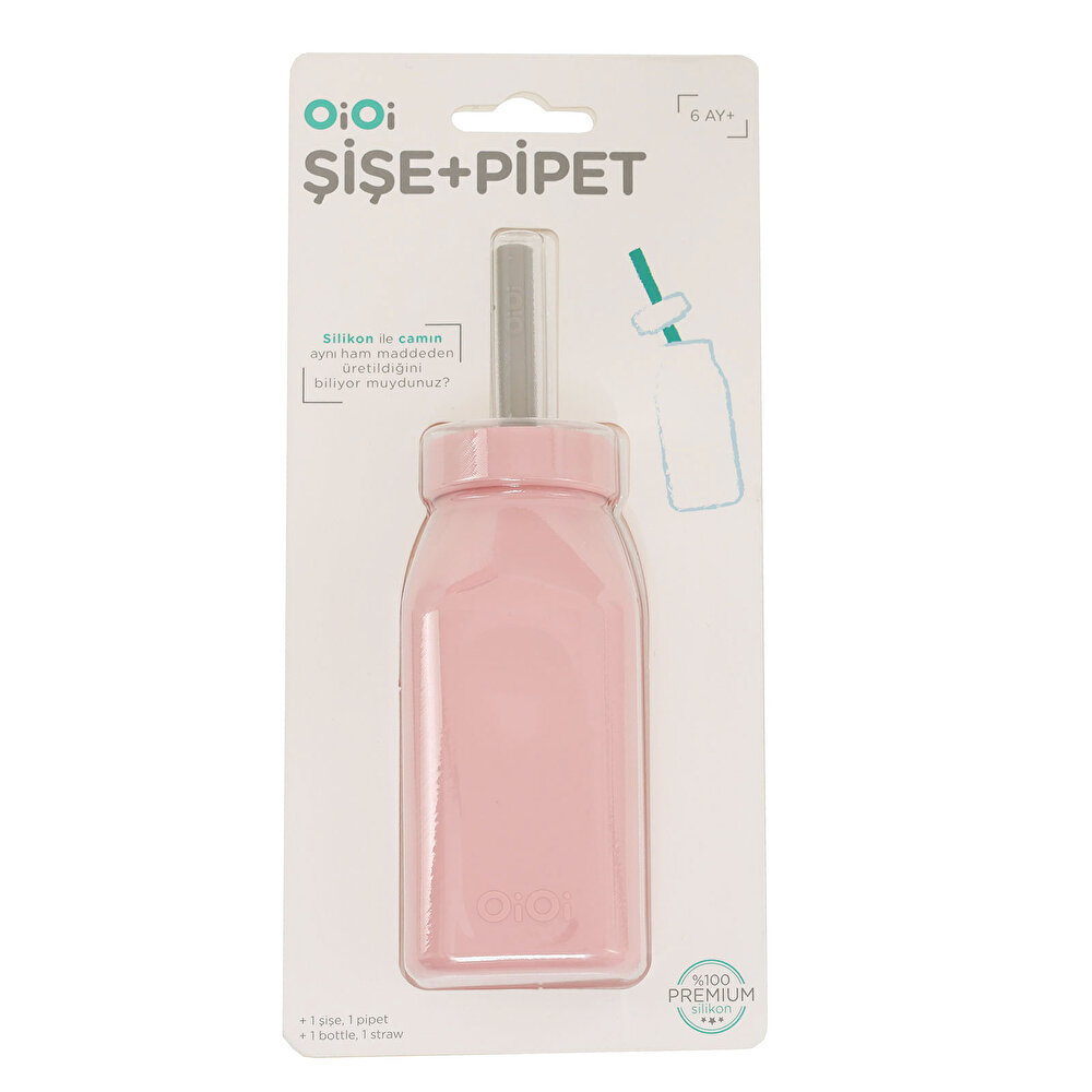 Şişe + Pipet Pinky Pink Powder Grey
