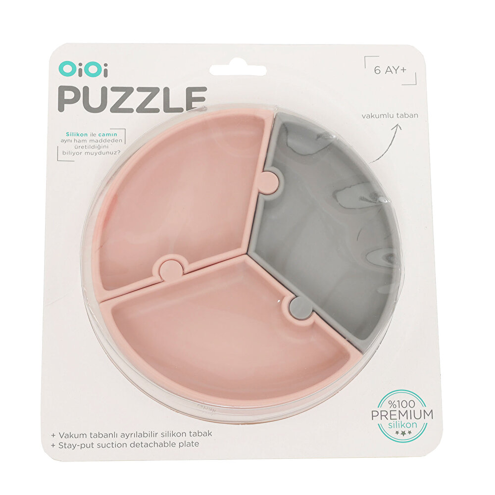 Puzzle Mama Tabağı Pinky Pink Powder Grey