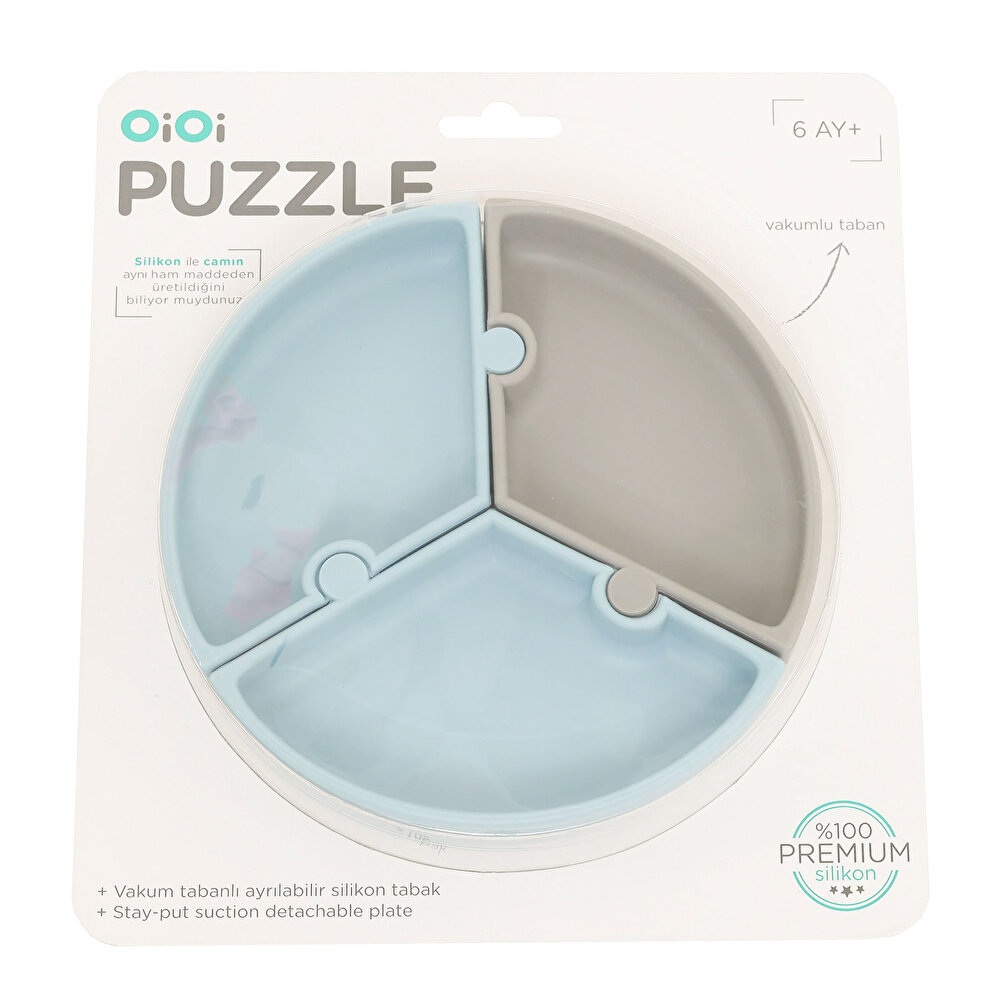 Puzzle Mama Tabağı Mineral Blue Powder Grey