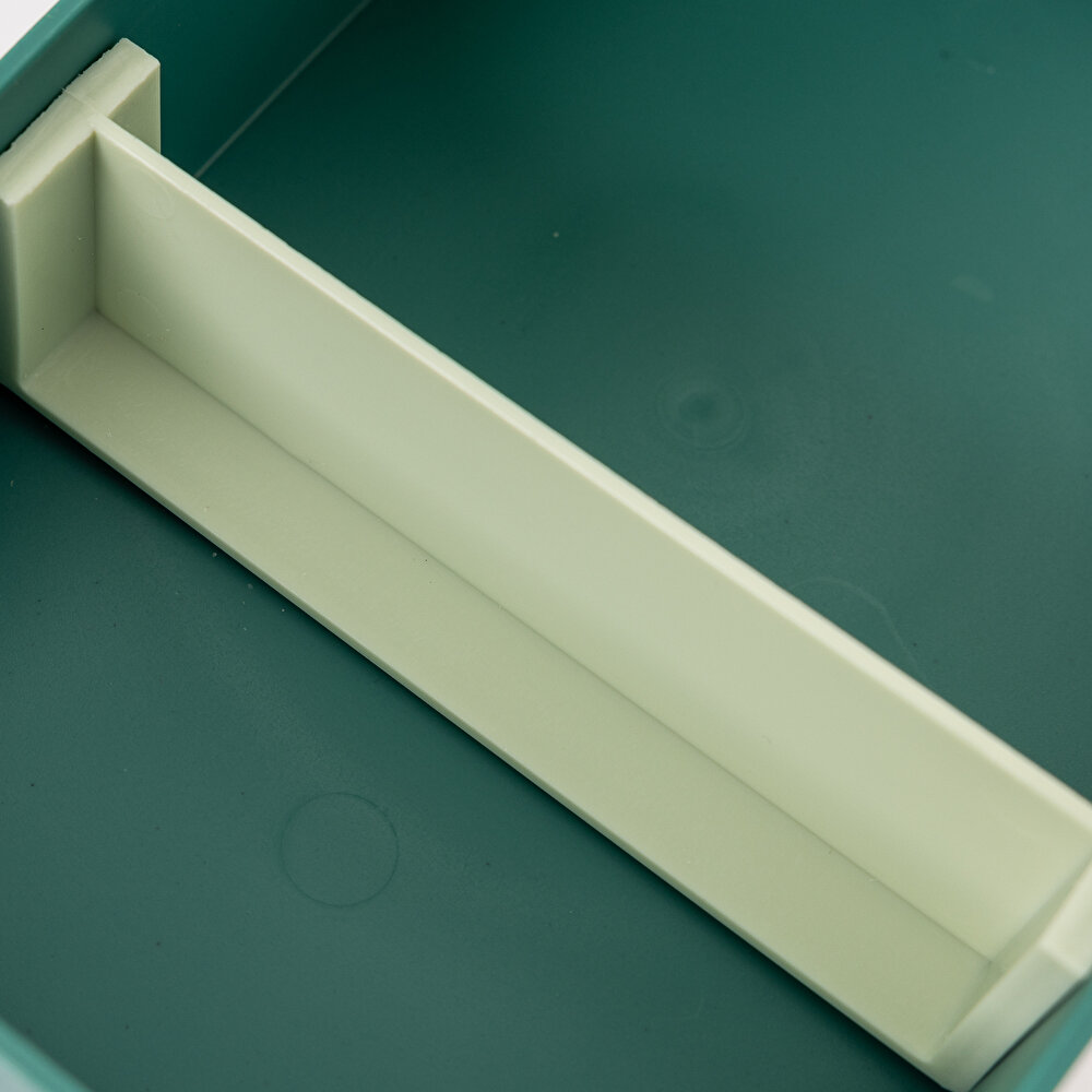 Pratik yemek ve saklama kabı seti-Dörtgen Su Yeşili