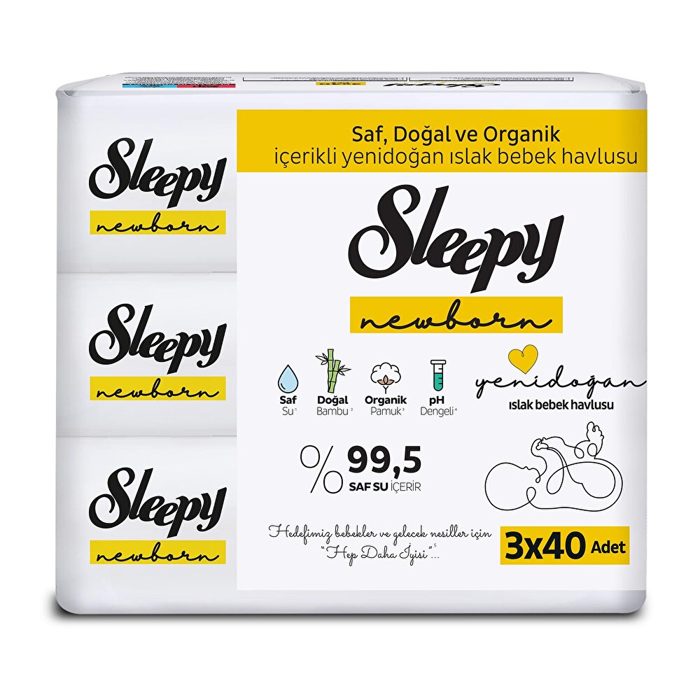 Natural Ultra Hassas Yenidoğan Bebek Islak Mendil 3x40 Adet