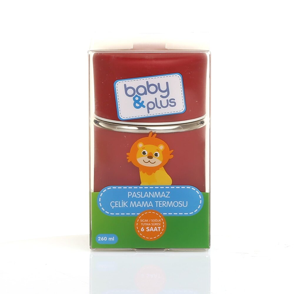  Paslanmaz Çelik Kırmızı Bebek Mama Saklama Termosu 260 ml