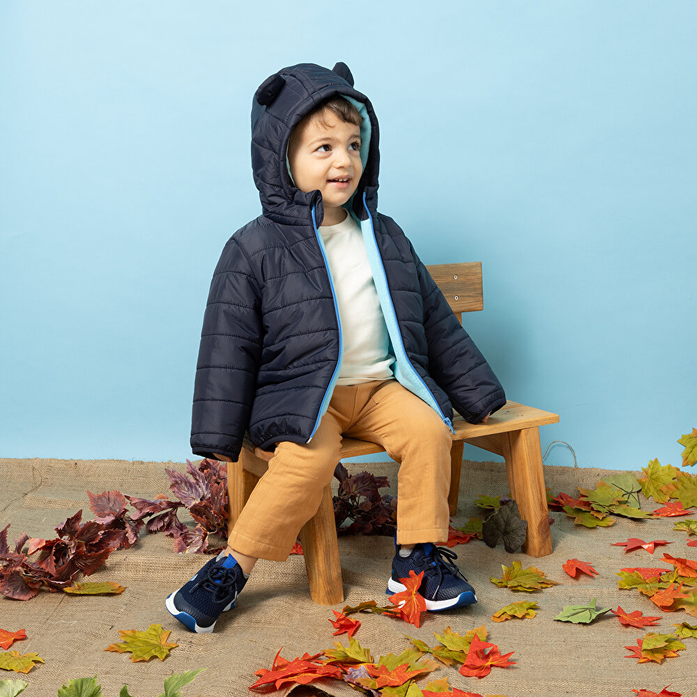 Basic Kulaklı Kapüşonlu Mont Erkek Bebek