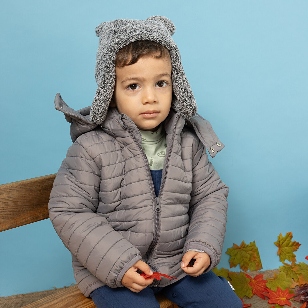 Basic Kapüşonlu Fermuarlı Mont Erkek Bebek