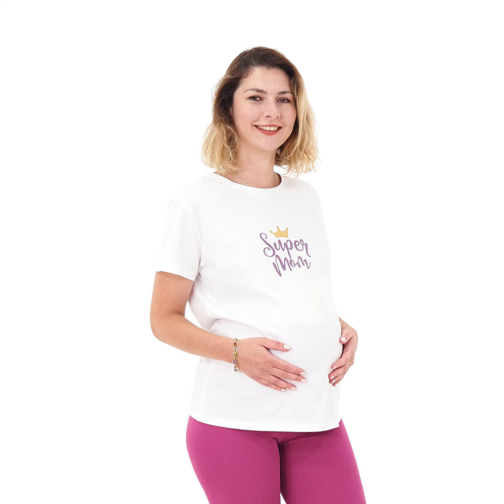 London temalı tişört Hamile Kısa Kol Tshirt Anne Giyim