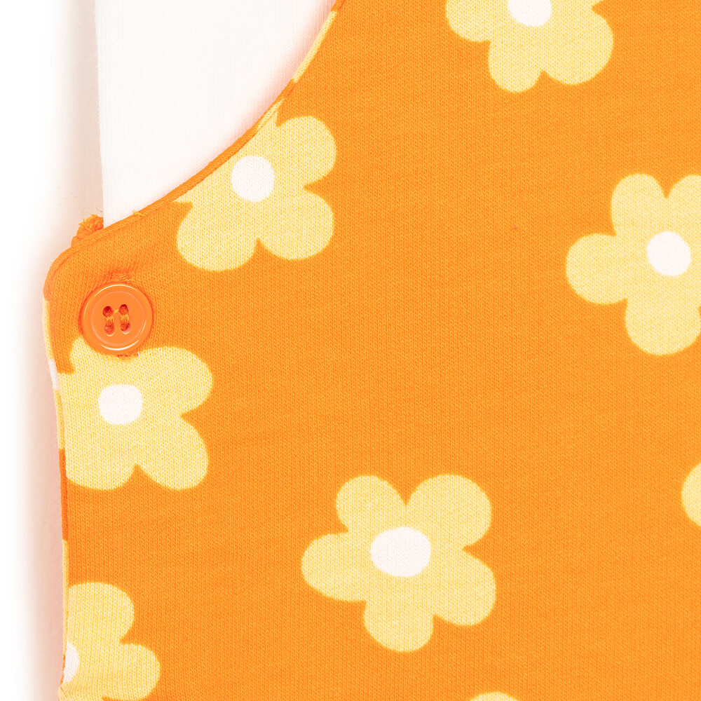 Bebek Şort Salopet Tişört İki İplik Düğmeli Bisiklet Yaka Kısa Kol Turuncu