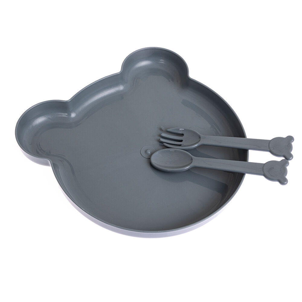 7 Parça Yemek Seti Gri-Sarı