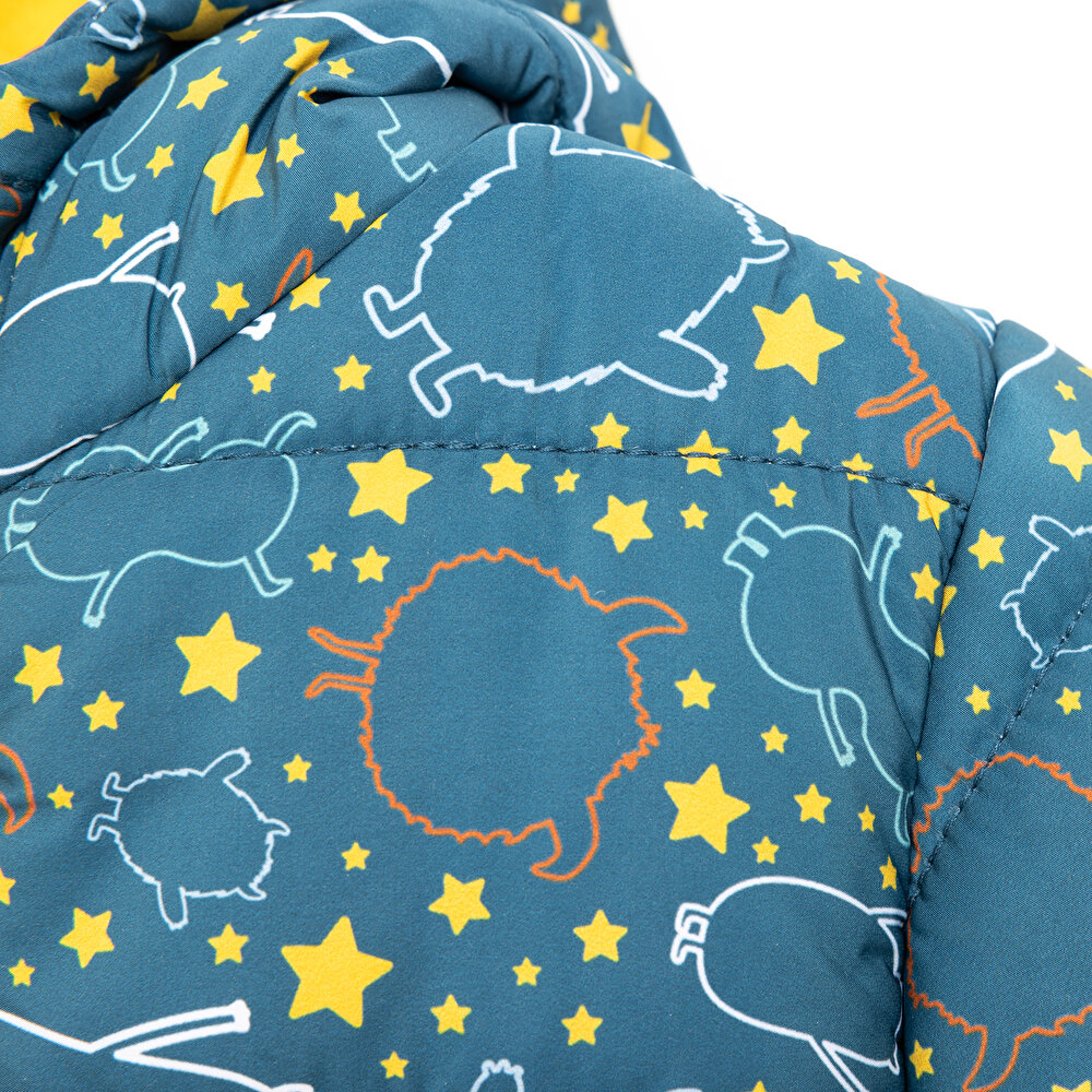 Basic Mikrop Baskılı Kulaklı Kapüşonlu Mont