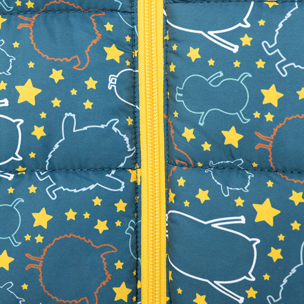 Basic Mikrop Baskılı Kulaklı Kapüşonlu Mont