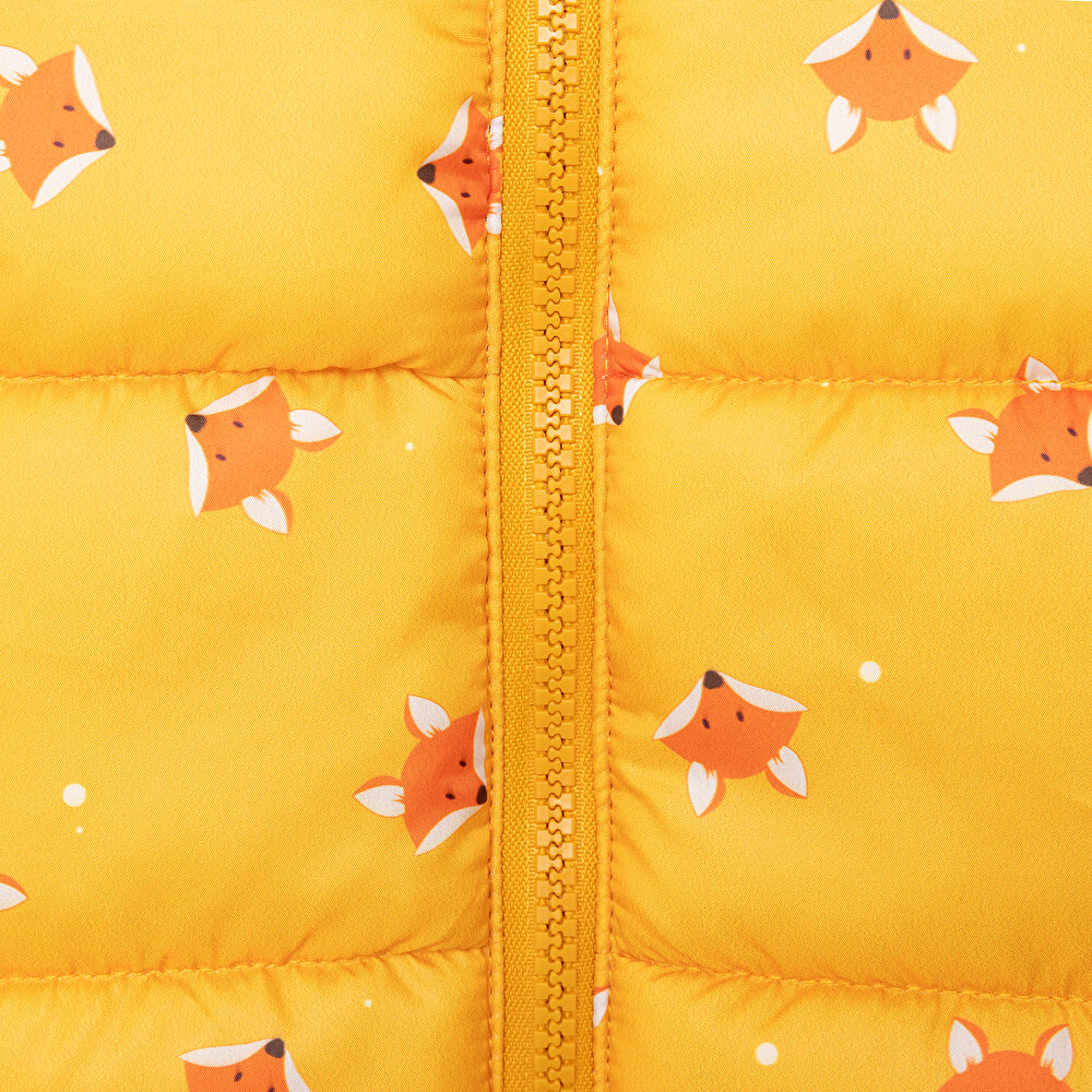 Basic Tilki Desenli Kulaklı Kapüşonlu Mont Erkek Bebek