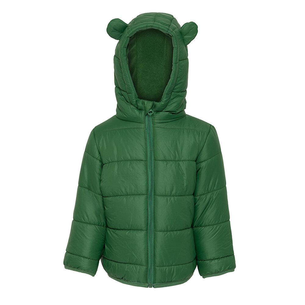 Basic Kapüşonlu Kulaklı Mont Erkek Bebek